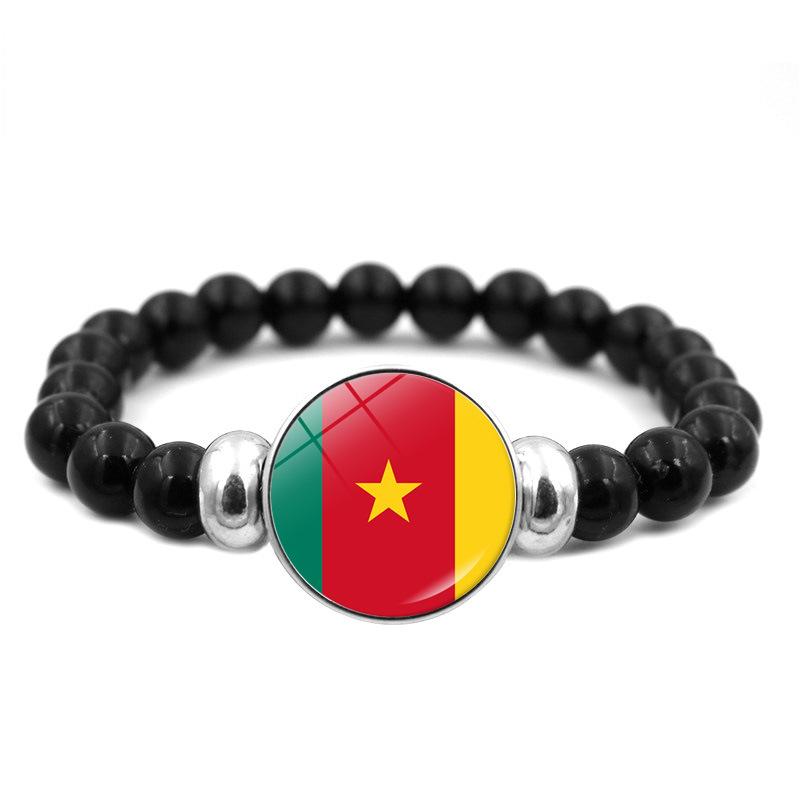 287 Countries National Flag Snap Button Elastic Band Beads Country Flag Independence Day Bead Jewelry Beaded Bracelet