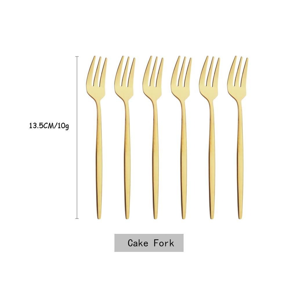 6Pcs/Set Tea Cake Snack Fork Dinnerware Cutlery Colorful Fork Set Mirror Stainless Steel Tableware Dessert Fruit Fork Silverware