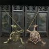 2025 NEW Antique Copper Kung Fu God Turtle Line Incense Incense Holder Home Room Funny Line Incense Burner Tea Table Decoration