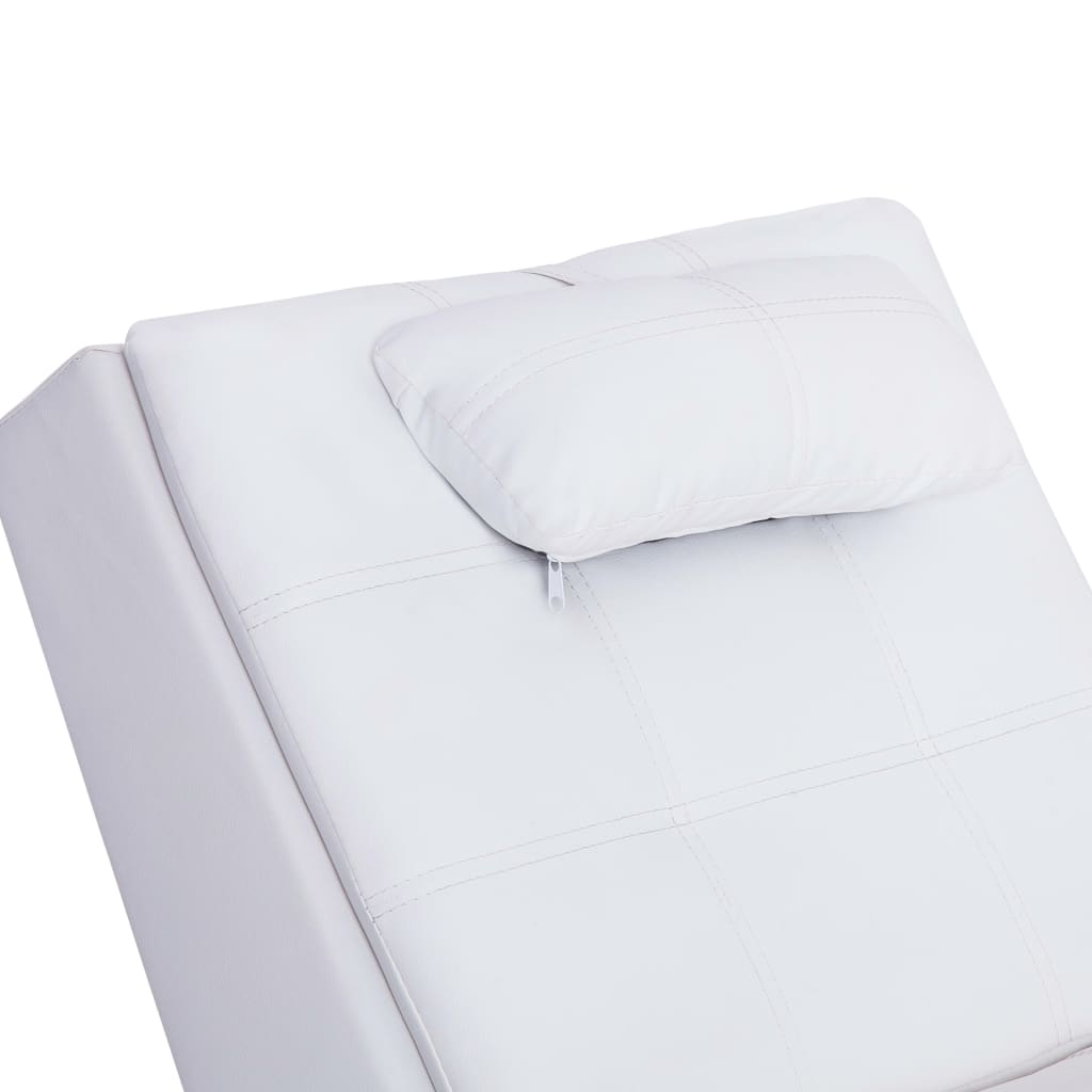Massage Chaise Lounge with Cushions White Faux Leather