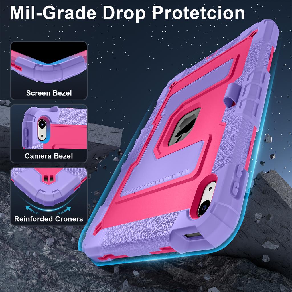 Hybrid Larger Stand Case Universal for IPad 11" 2025 A16 11th 10.9 2022 10th Gen 3-Layers Shockproof Cover with Shoulder Strap