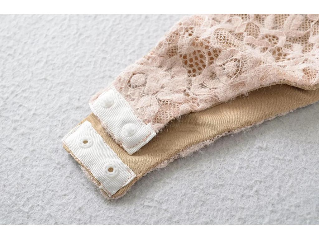 Европейский модный боди с кружевной отделкой и воротником-лацканами