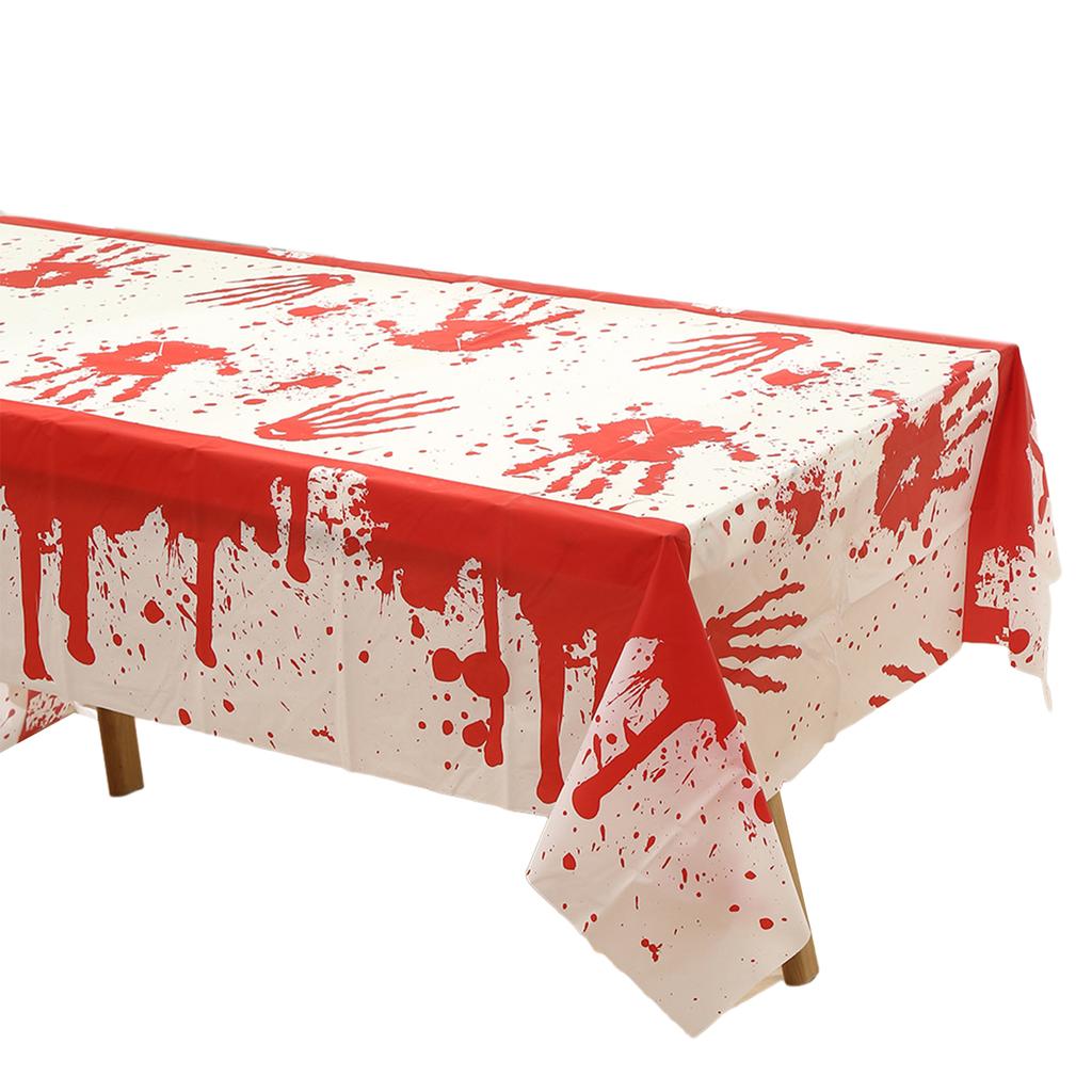 Bloody Tablecloths Plastic Skull Zombie Bloody Table Cover Bloody Handprints Tablecloths Rectangle Scary Cover