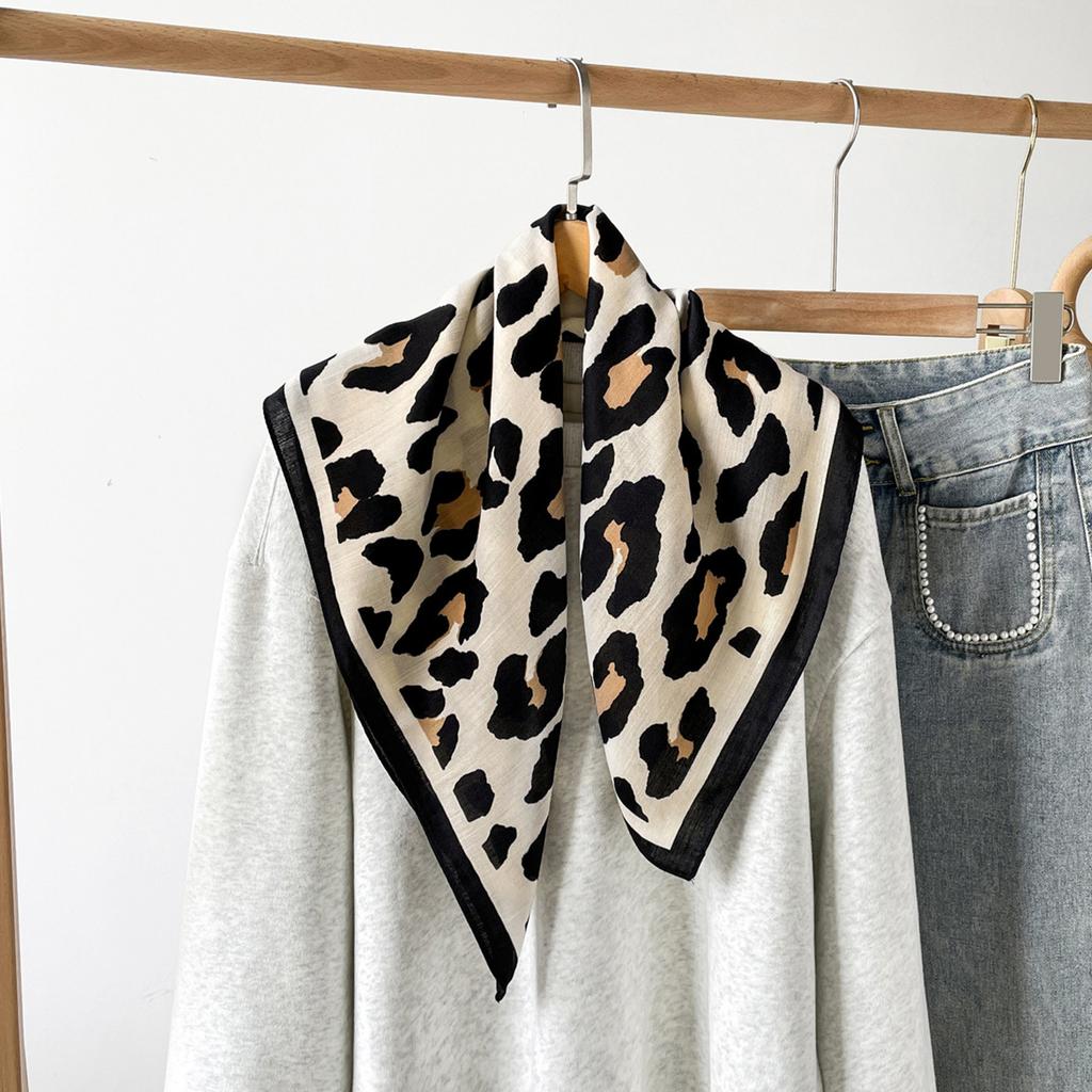 Leopard Print Silk Scarf for Women Girls Square Necktie Neck Scarf Fashionable and Versatile Accessory for Any Outfit