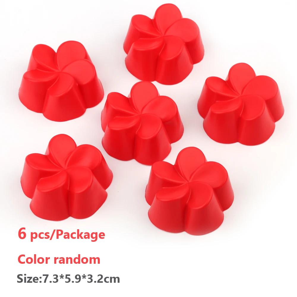 Новые силиконовые формы для кексов 6 шт., формы для выпечки кексов, антипригарные термостойкие многоразовые силиконовые формы для кексов своими руками