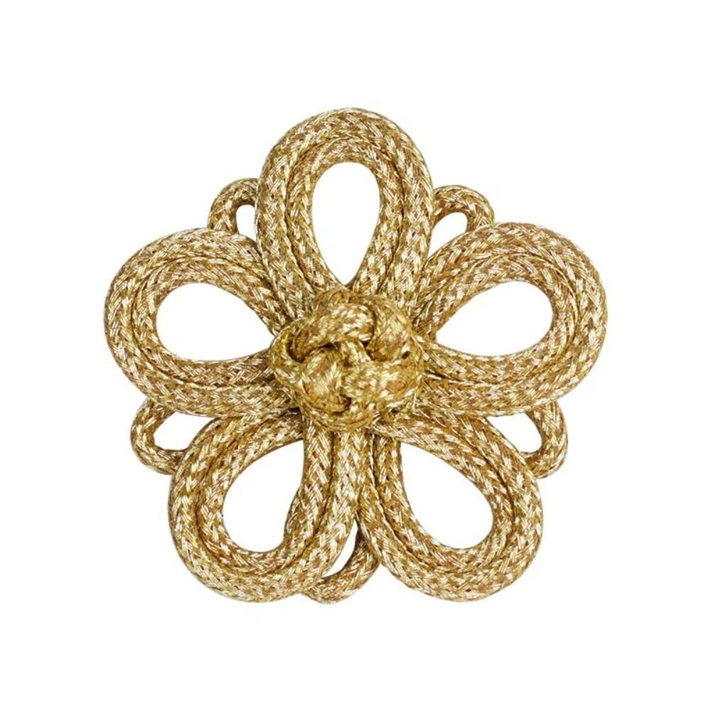 Golden Chinese Frog Buttons Flower Fastener Tang Suit Buttons Handcraft Accessories