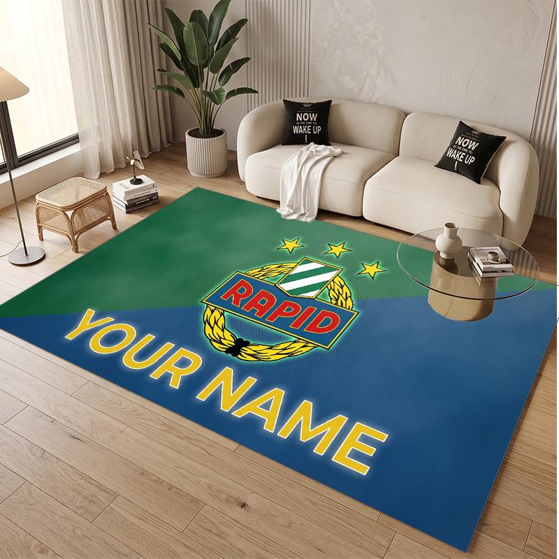 Personalized Crystal Velvet Carpet Rapid Wien FC Pattern Non Slip Floor Rug