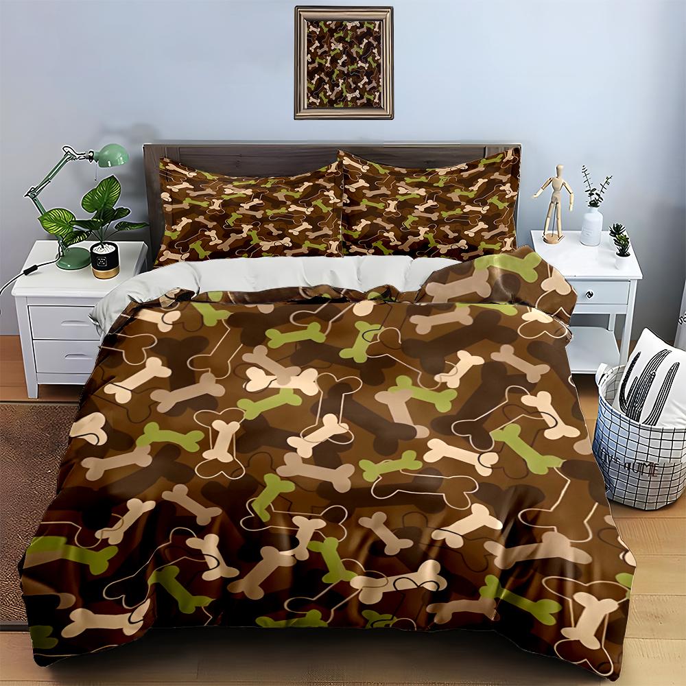 Bone camouflage pattern Bedding Duvet cover sets Duvet covers Pillowcases gifts (1 * Duvet Cover 2 * Pillowcases, without duvet insert)