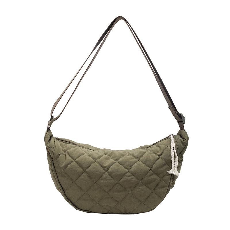 High-end Bag Women's Large-capacity New Autumn and Winter Tide Fashion Diamond Nylon Shoulder Messenger Bag Dumpling Bag