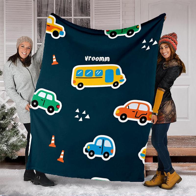 Cute Cars Theme Printed Blanket,Perfect for Couch, Bed, Travel & Outdoor Use | Machine Washable, Cozy & Durable.