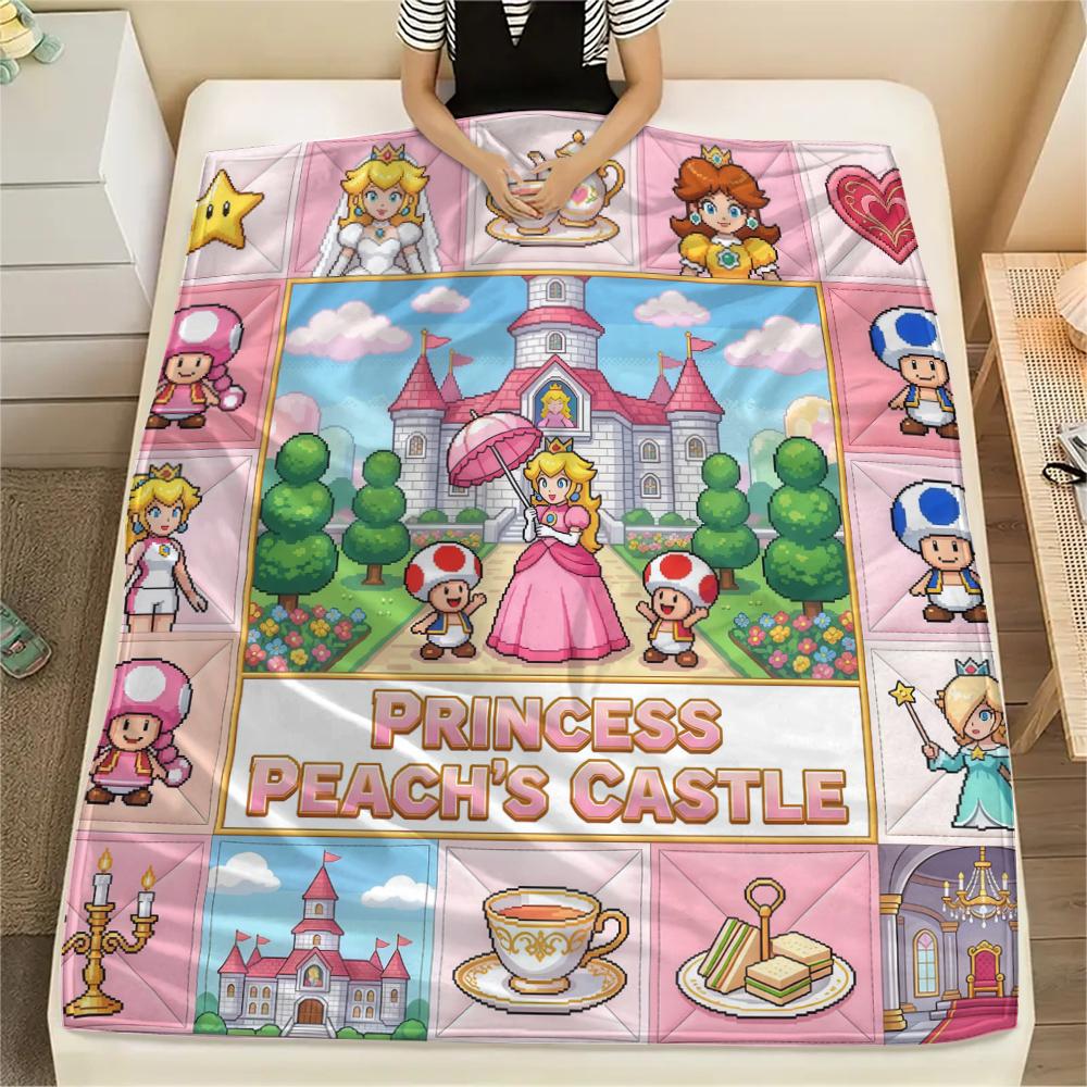 Super Mario Puzzle Warm Flannel Blanket, Printed for Bed Sofa Chair, Ideal for Picnic Travel Home -HE67