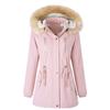 Womens Winter Parka Coat With Faux Fur Hood Sherpa Lining Drawstring Waist Warm Cotton Padded Outerwear