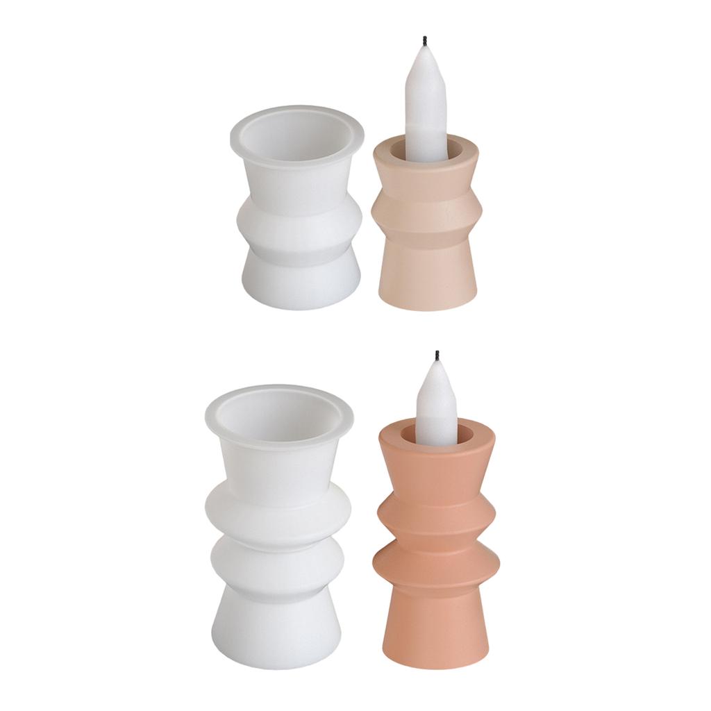 Unique Candle Holder Molds Crafting Molds Round Shape Candle Base Moulds Silicone Texture for Crafting Candlesticks