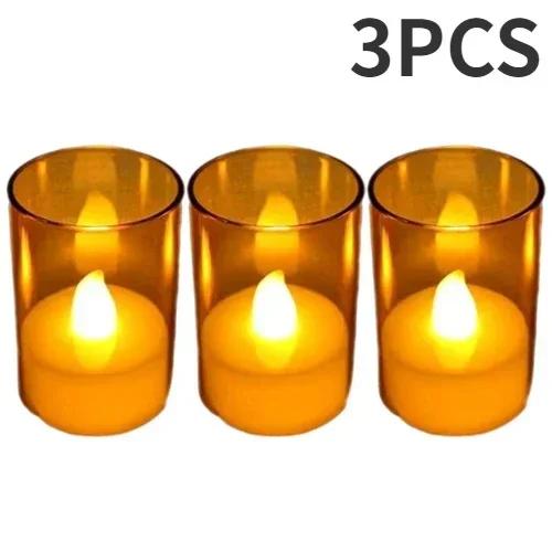 10/1 шт. Светодиодная акриловая чашка-свеча Электронная беспламенная свеча теплого света с батарейкой Свадьба День рождения Вечеринка Домашний декор Огни