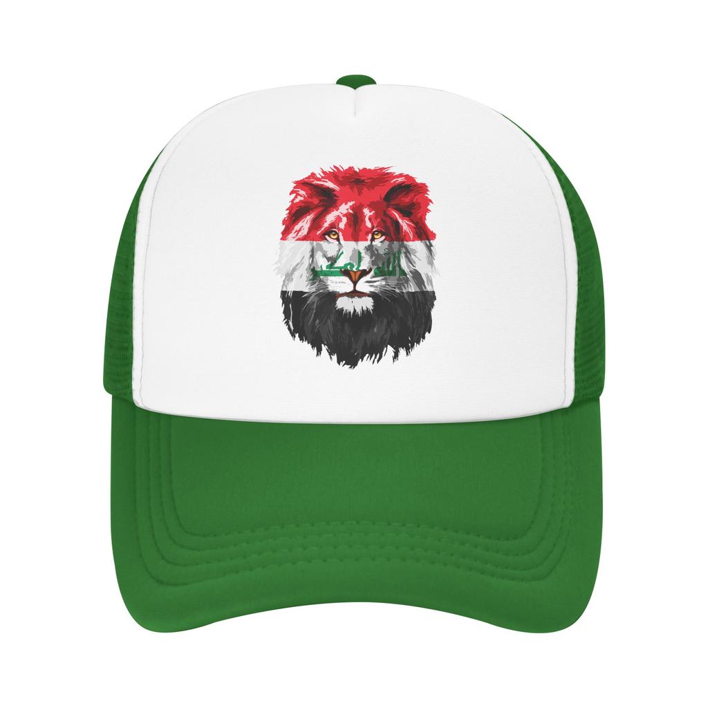 Iraqi Flag Iraq Pride Lion Face Iraq Flag Mesh Baseball Caps Unisex Women Outdoor Sun Hat Dad Hat Breathable Summer Trucker Hats