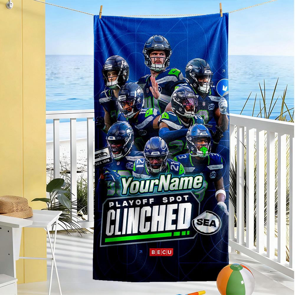 Seattle Seahawks Customize Your Name Beach Towel Soft Durable Quickdry Suitable For Sports Travel Swimming Yoga Bathroom Beach And Pool