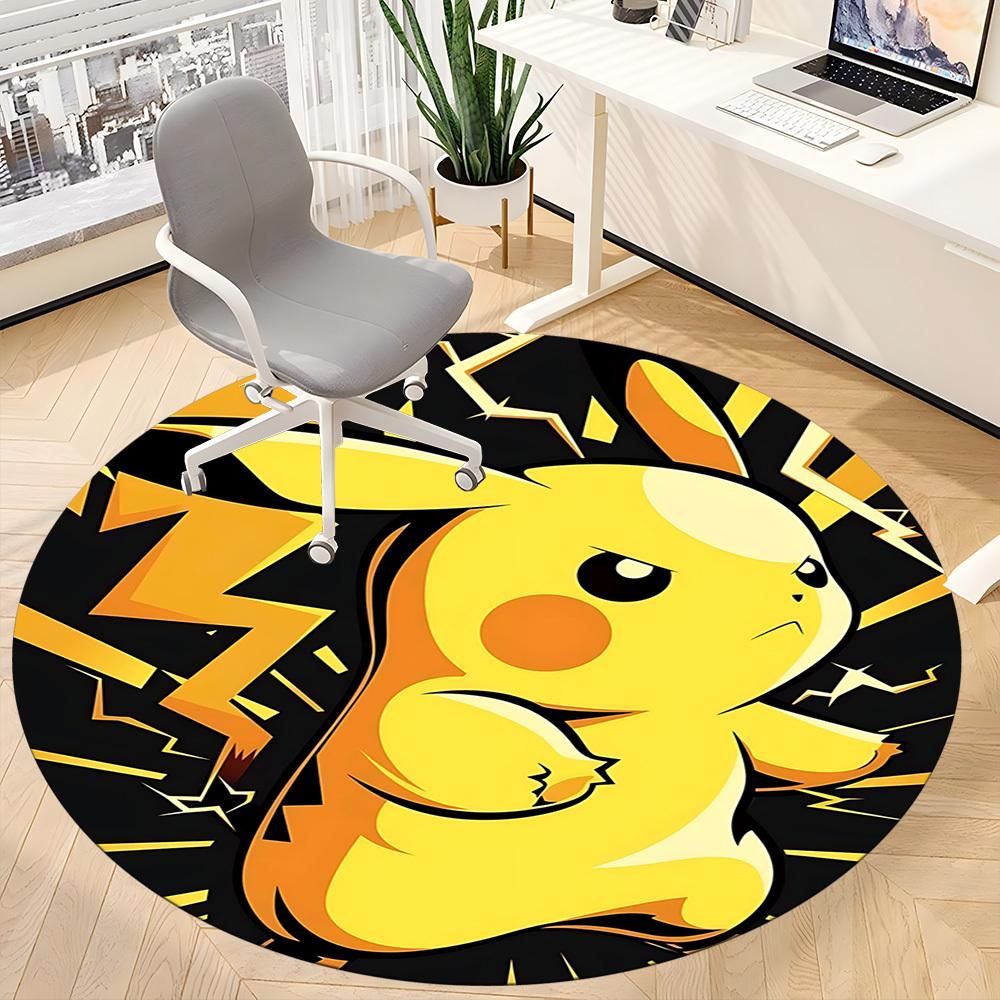 1pc Pikachu Electric Office Round Area Rug,Bedroom Living Room Home Decor, Room Deco a1016123