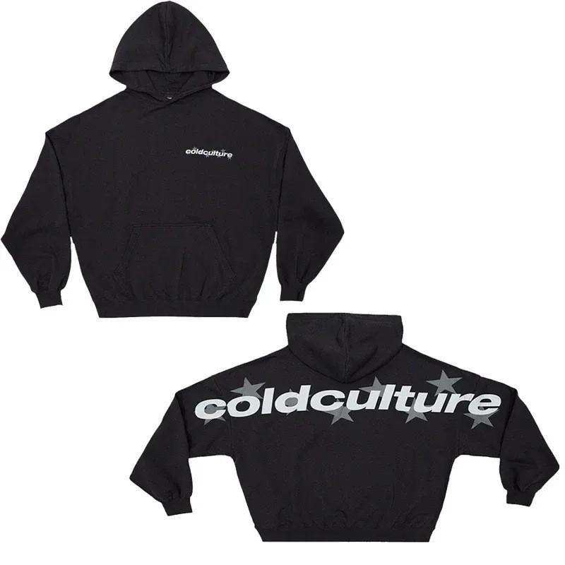 Star Print Hooded Sweatshirt Young Unisex Loose Fit Long Sleeve Casual Wear