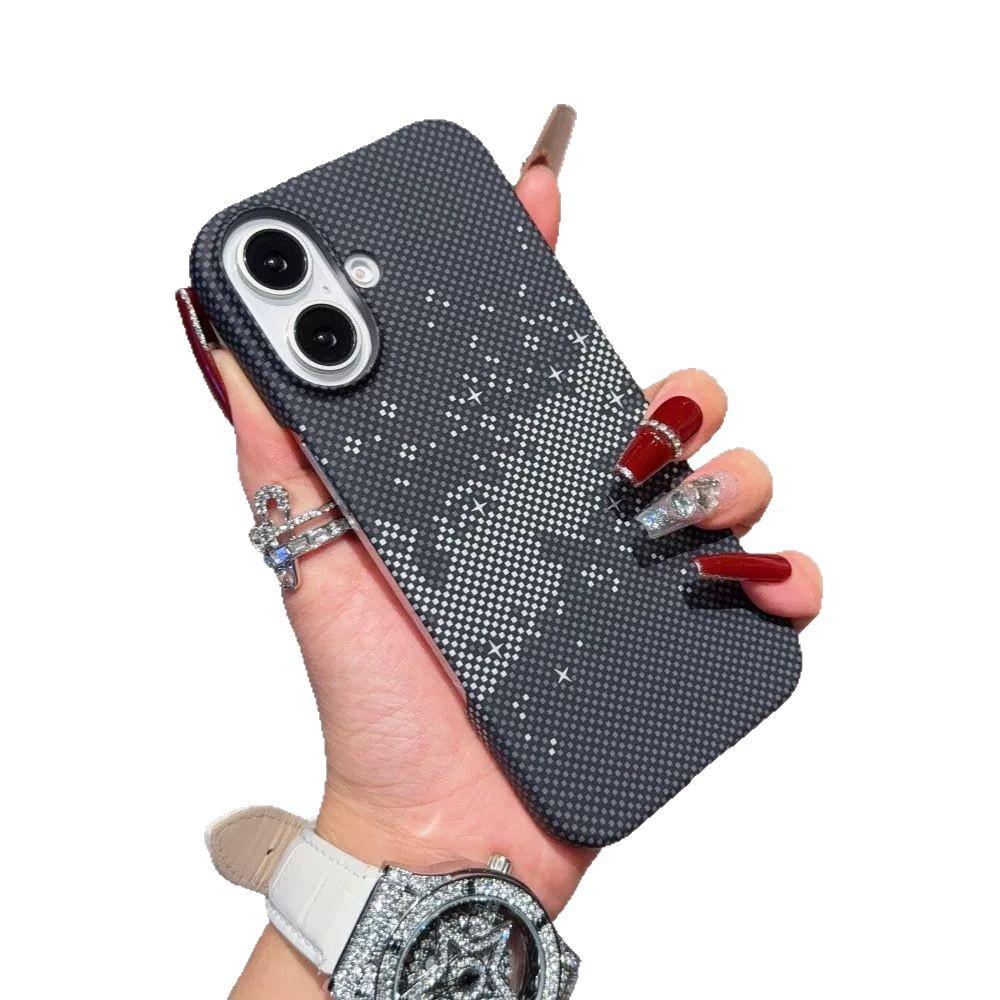 Керамический карбоновый чехол с текстурой кевлара для iPhone 17 Pro Max, защитная накладка Apple 16 с ощущением кожи.