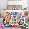 3pcs Colorful Hearts Bedding Set, Ideal for Home Use, Suitable for Bedroom Decor (1*Duvet Cover + 1/2*Pillowcases, No Core) yy250821190