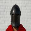 Black 18g Steel Barbuta Helmet Medieval Knight Armor,  Cosplay