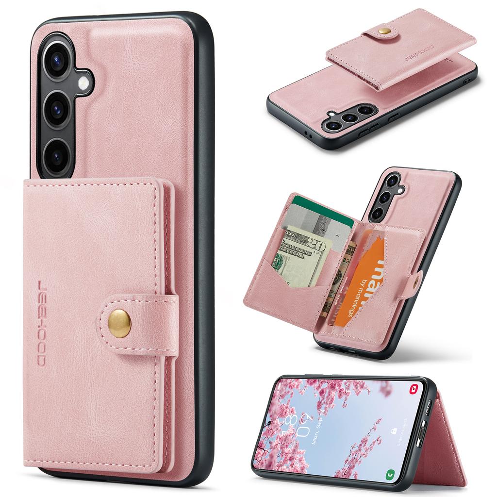 JEEHOOD J01 For Samsung Galaxy S24 Case Card Holder Kickstand Leather+TPU Retro Phone Cover