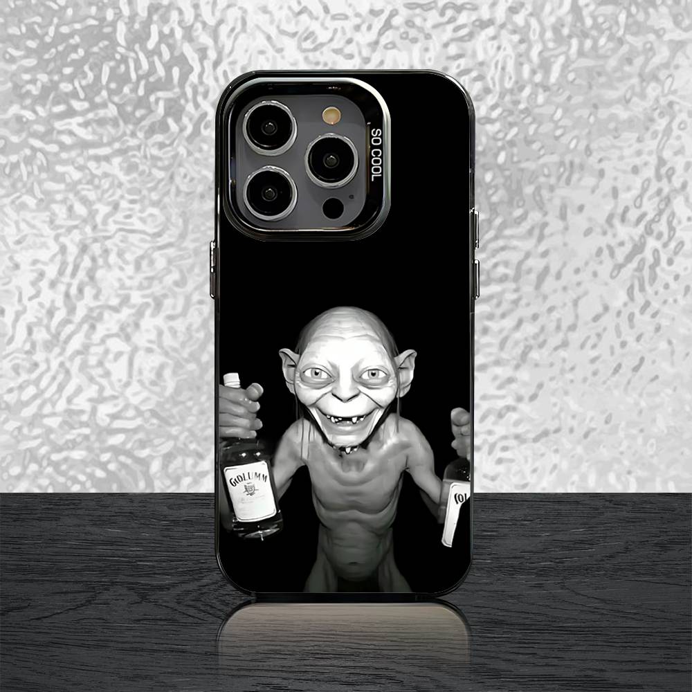L-Lord of the R-Rings Gollum Phone Case For iPhone 16,15,14,13,12,11,Pro,Max,Plus,Mini,SE Grey Black Matte Laser Back Cover