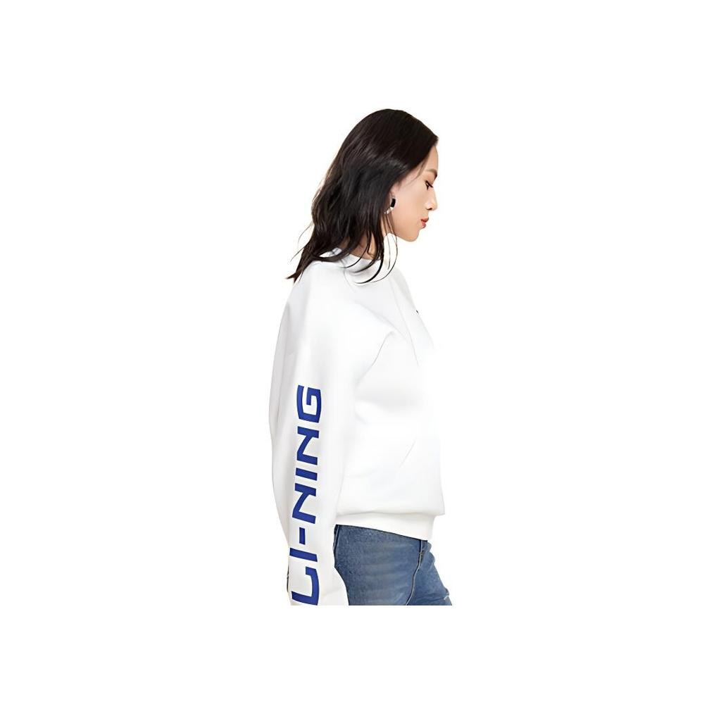 Li-Ning Футболка из флиса с круглым вырезом и большим логотипом, мужские топы, белая AWDS469-3