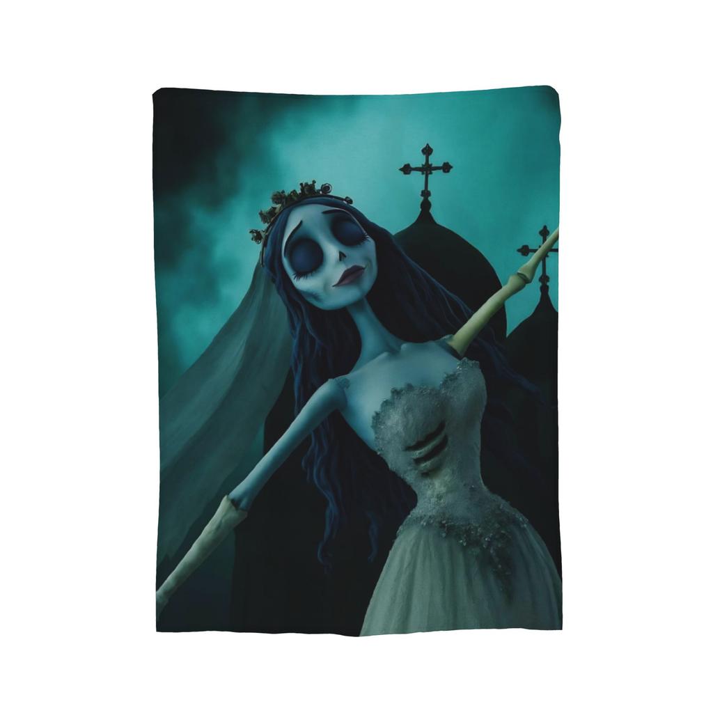 Corpse Bride Emily And Victor Blanket Flannel Print Portable Soft Throw Blankets for Sofa Bedroom Bedspread