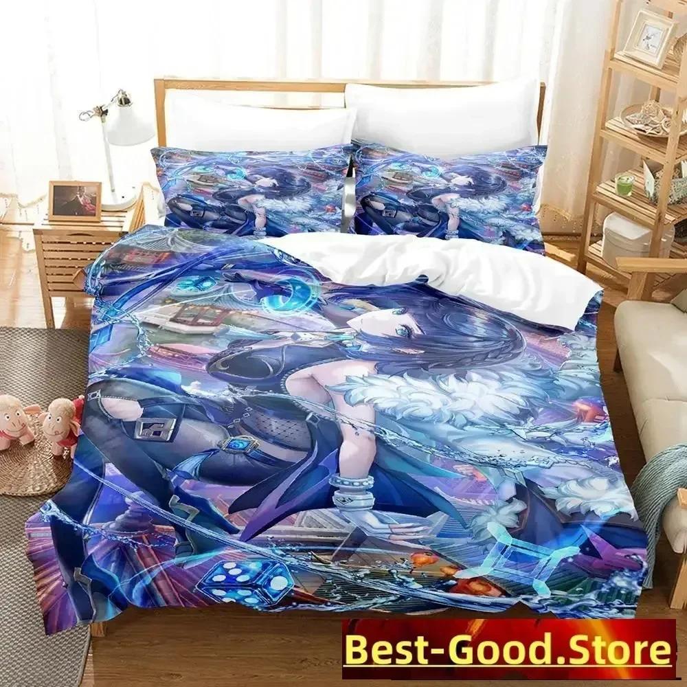 New Anime Game Yelan Genshin Impact Bedding Set Cartoon Anime Three-piece Set Adult Kid Bedroom Duvet Cover Sets 3D Kawaii Girls