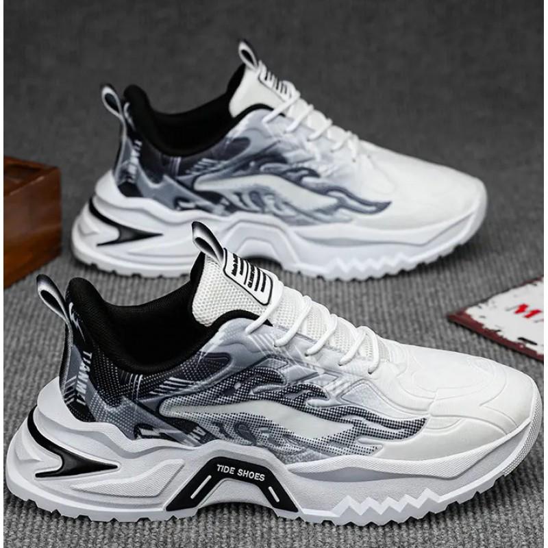 Men's Shoes Trendy Brand High-end Versatile Casual Sports Teenagers' Running Thick Sole Height Increasing Black Dad