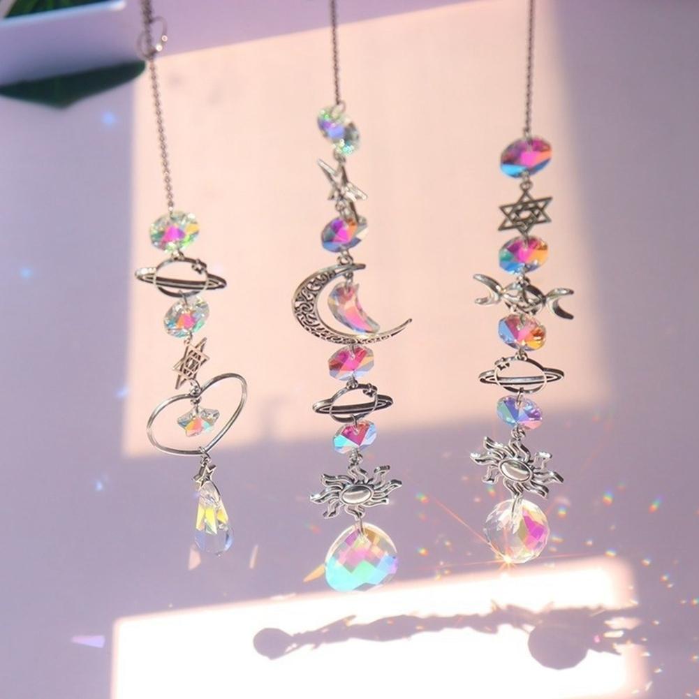 Practical-Crystal Wind Chime Sun Catcher Dream Catcher Rainbow Chaser Hanging Drop Home Garden Decor 1 PCS A