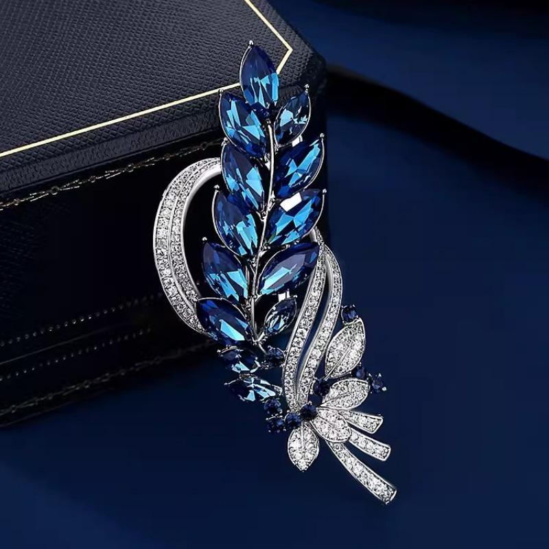 Брошь «Колосок пшеницы», Изысканная и модная хрустальная брошь для женщин высокого класса, Брошь с нишевым дизайнерским чутьем