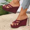 Fashion Roman Cross Strap Wedges Sandals Women 2025 Summer Thick Sole Non Slip Slippers Plus Size Comfort Chunky Platform Beach Shoes