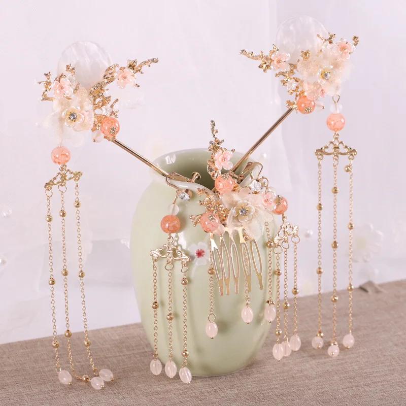 Chinese Style Ancient Style Accessories Crown Tassel Step Swaying Hairpin Ancient Costume Hairpin Fairy Aura Female Jewelry Set