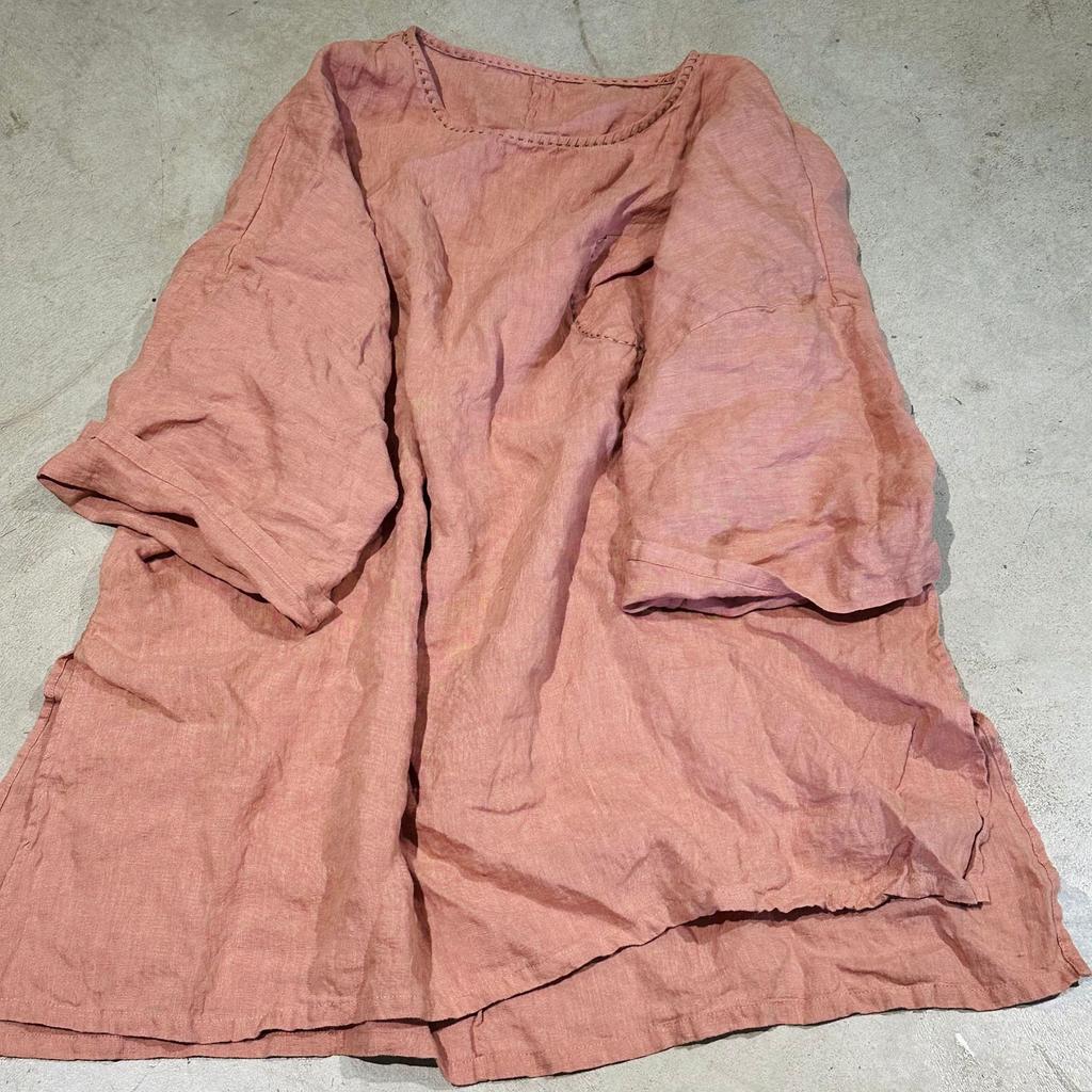 Johnature Women Vintage T-Shirts Irregular Length Solid Color Autumn O-Neck Long Sleeve Loose T-Shirts