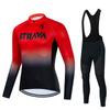 Mens Quick-Dry Cycling Bib Set Long Sleeve Performance Jersey Ride Wear