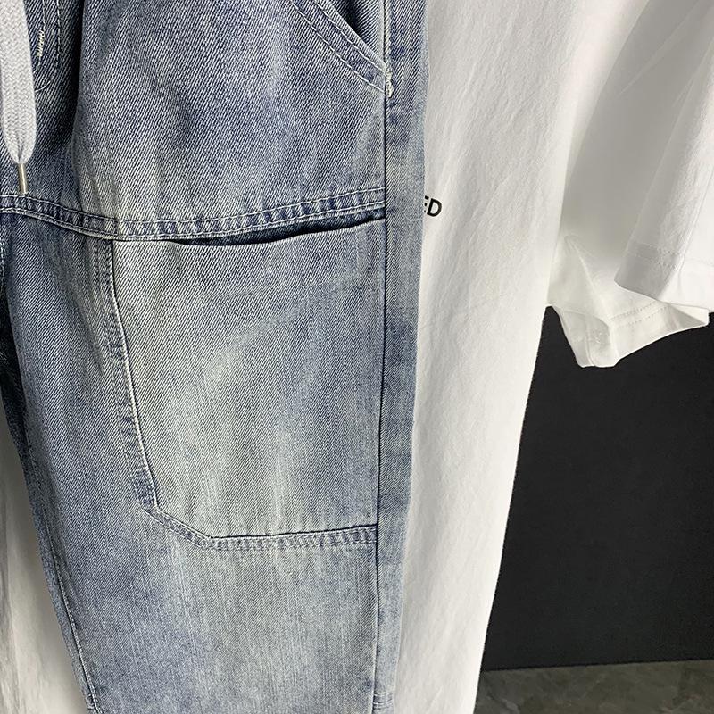 Мужские модные узкие джинсы-шаровары в корейском стиле - повседневные осенние брюки свободного кроя Nine-Point