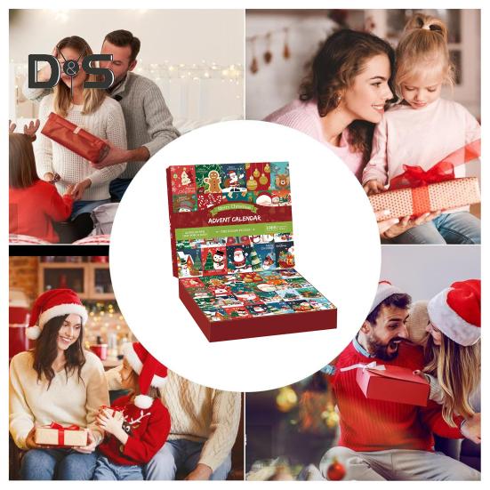 Christmas Advent Calendar Puzzle 1000 Christmas Countdown Jigsaw Puzzle Winter Santa Snowman Holiday Ornament