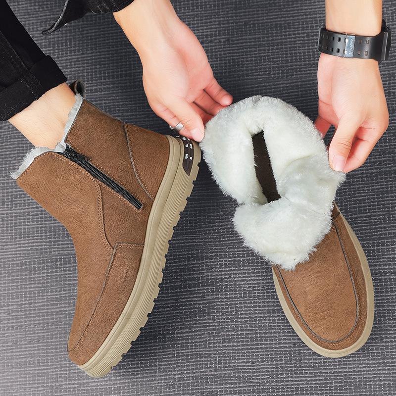 Мужские высокие толстые термосапоги из хлопка, модные зимние ботинки, повседневные туфли на плоской подошве