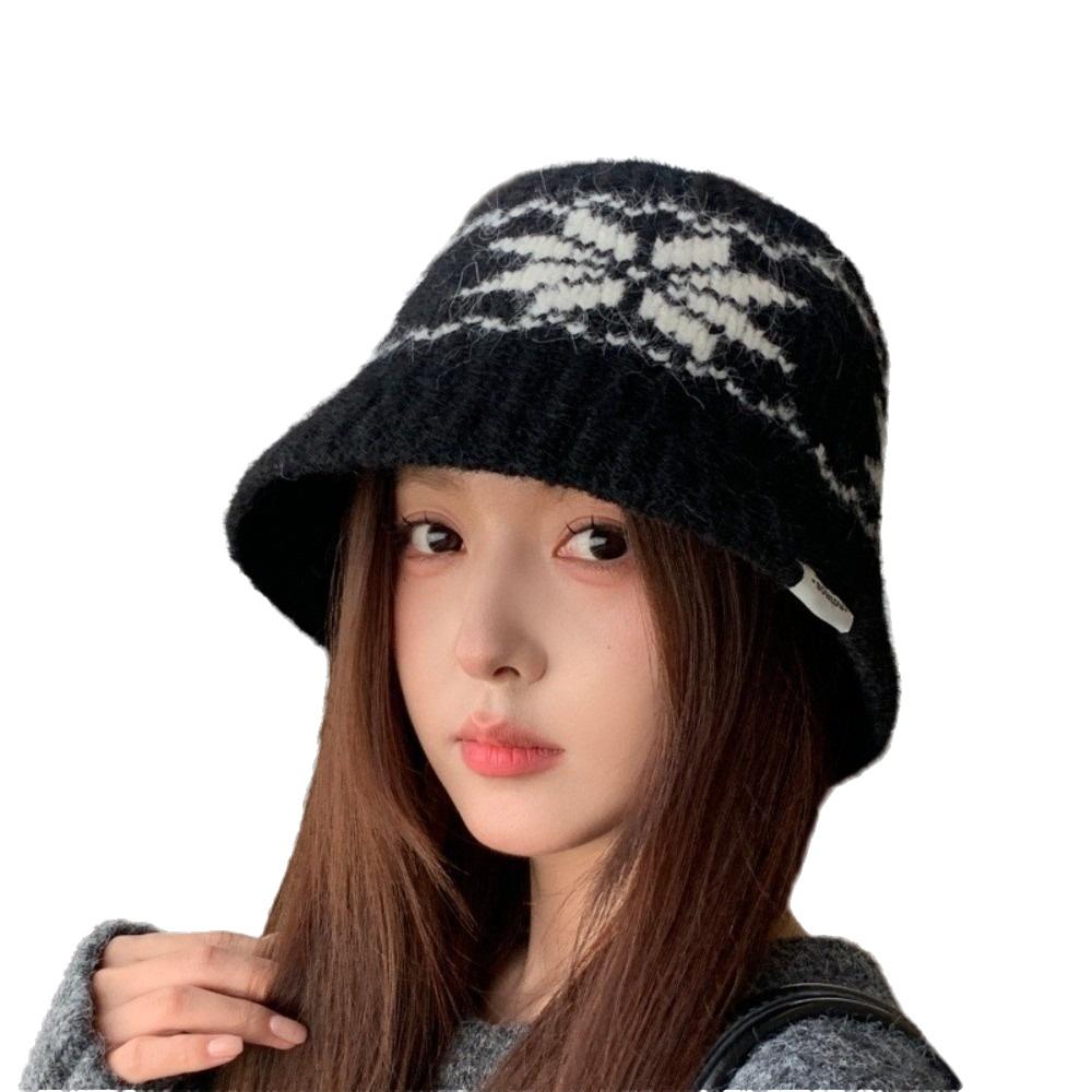 Jacquard Knitted Bucket Hats Autumn Winter Basin Cap Fashion Fisherman Cap Outdoor