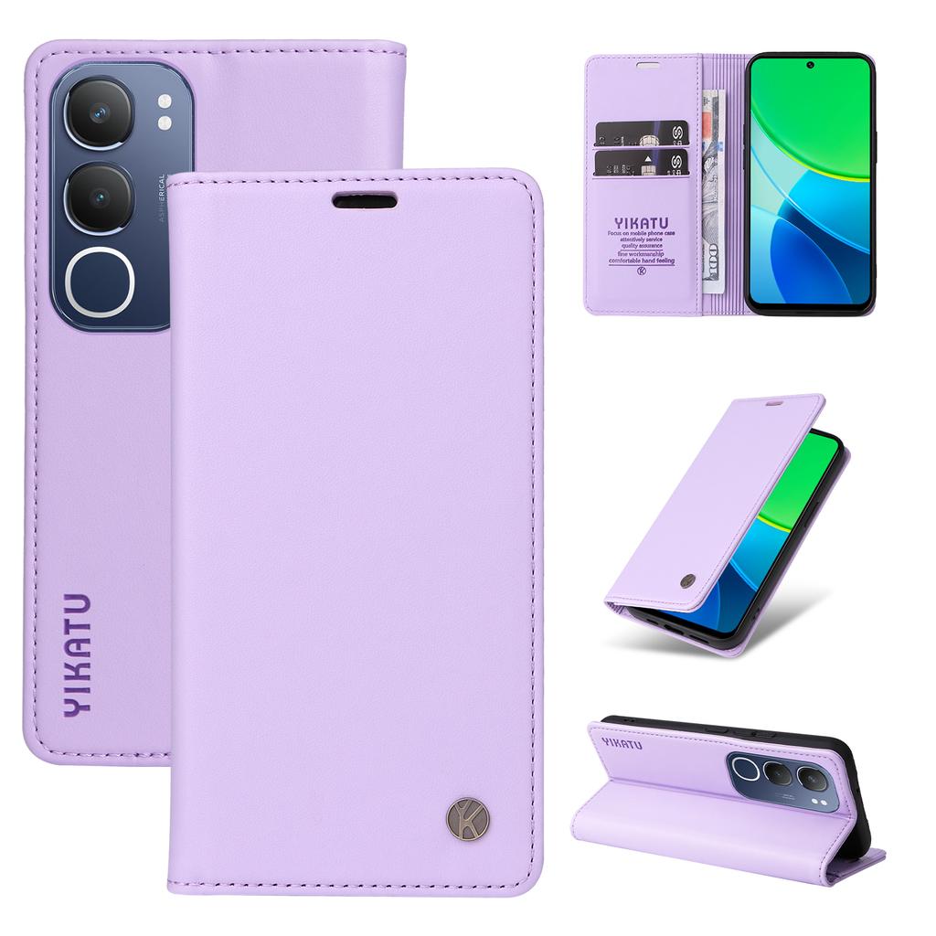 For vivo Y19s 4G Wallet Case YIKATU YK- 001 PU Leather Phone Cover with Stand