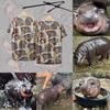 Moo Deng Tiny Baby Hippo Star Thailand Cute Pygmy Hippo Unisex Men Women Kid T-Shirt Sport Print Short Sleeve Round Neck