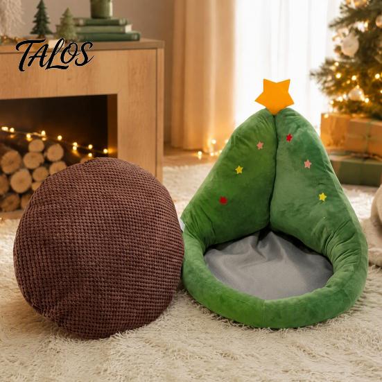 Christmas Sloth Cushion Tree Shaped Seat with Backrest, Soft Crystal Velvet Throw Decorative Star Topped Pillow Pillow, Comfortable Pad for