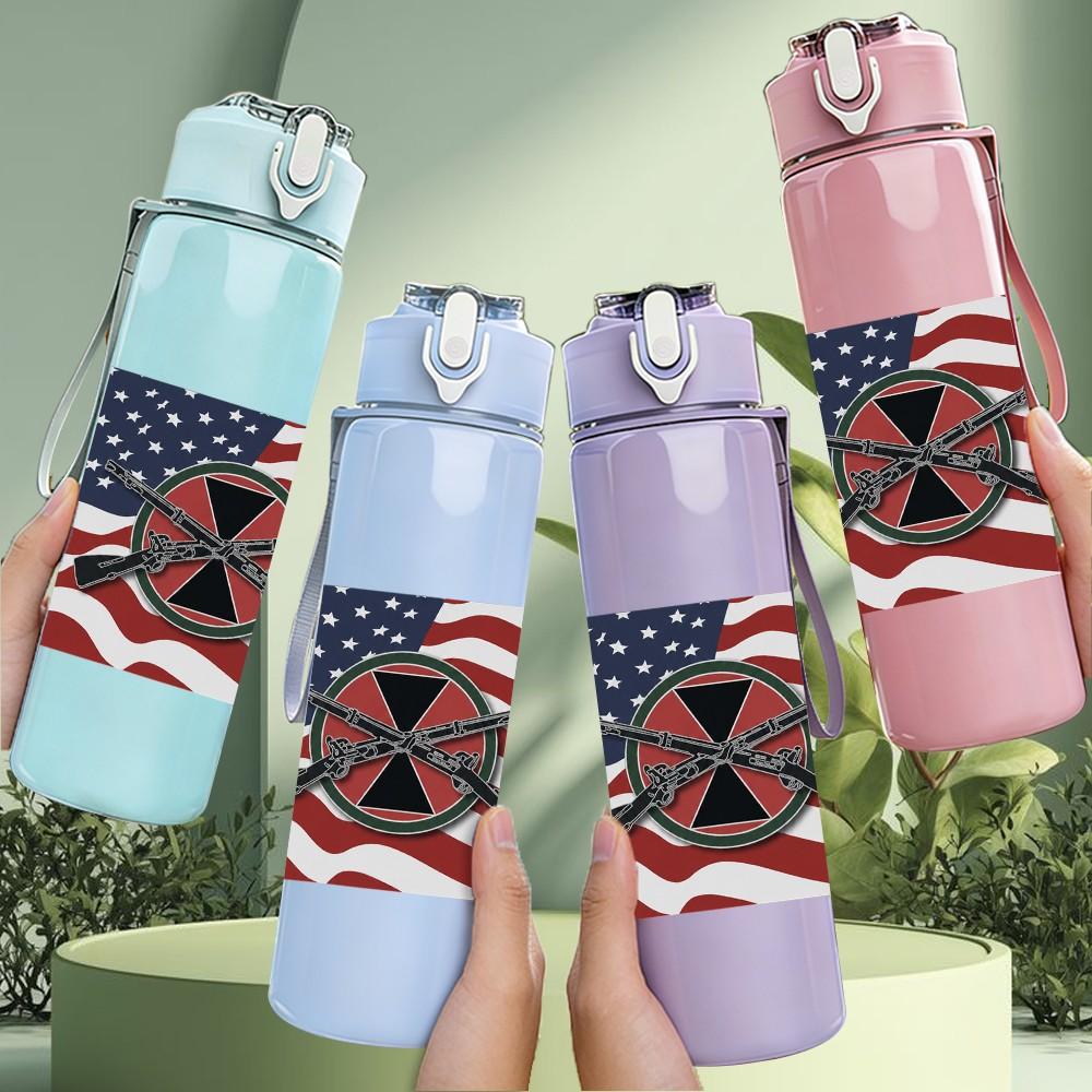 1PC Retro USA Flag Star Badge 750ml sports water bottle leakproof straw lid outdoor office home