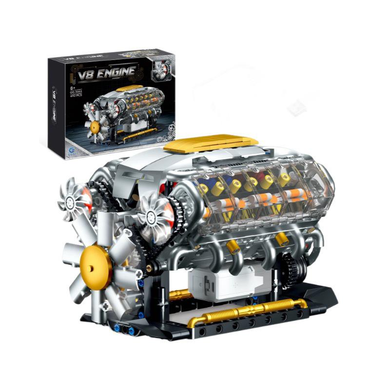 Gaoshan 3053 Электрический турбированный двигатель V8 Совместимые с Lego Игрушечные кубики