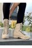 Men's Fashion Faux Leather Thick Heeled Boots Bootie Unisex Military Boots Boots Shoes