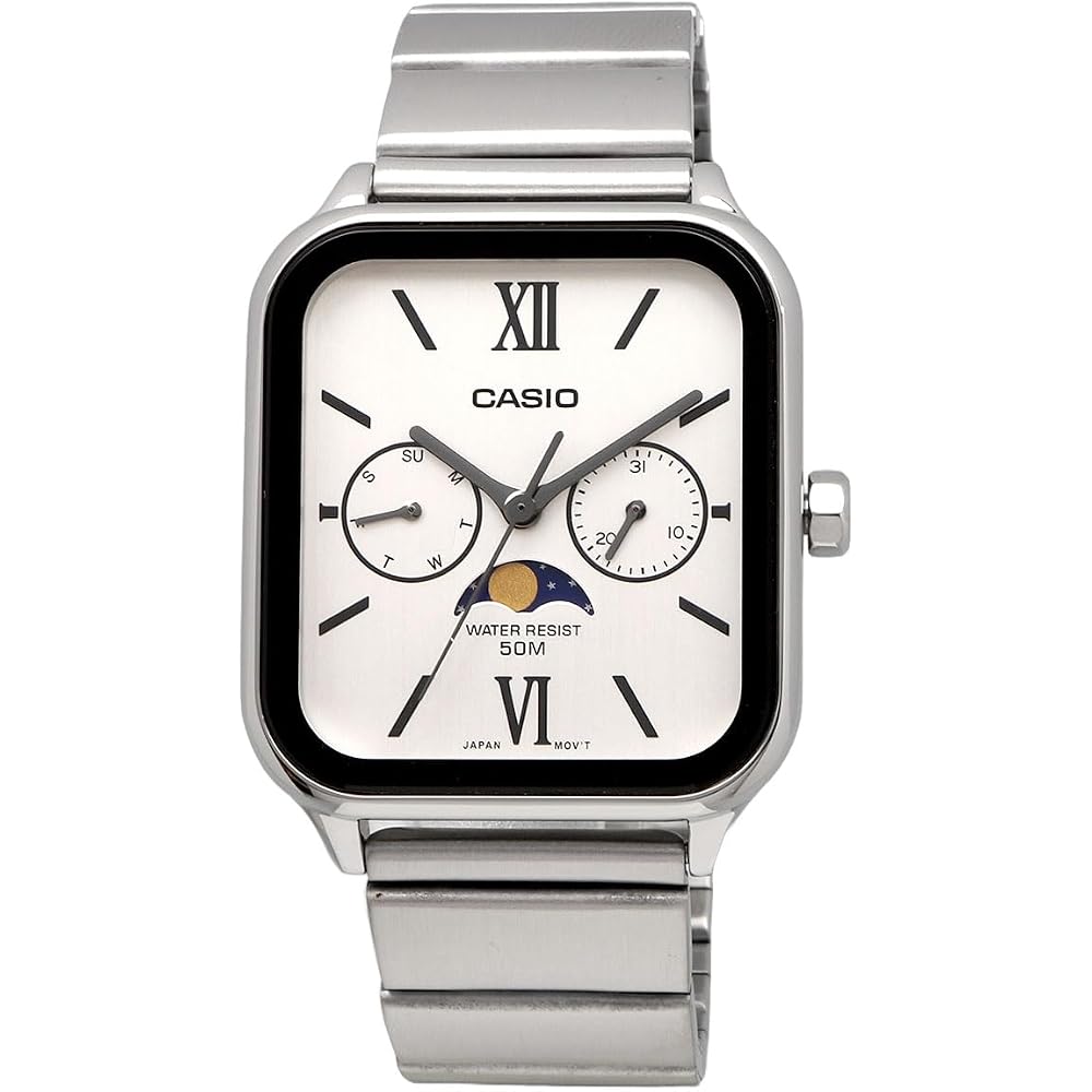 Casio CASIO Стандартные аналоговые мужские часы с фазами луны MTP-M305D-7A2V Металлический ремешок Серебристый (Зарубежная модель) [Параллельный импорт]