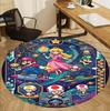 Princess Peach Toadstool Pattern Round Rug, Indoor/Outdoor Mat, for Picnic, Gameroom, Bedroom, Office, Living Room, Home Decor Carpet, Birthday Gift