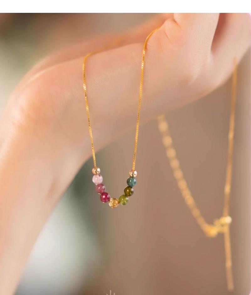 Ожерелье на ключицу из турмалина - Легкая роскошь, Не выцветающее, Простое высококлассное дофаминовое колье для женщин